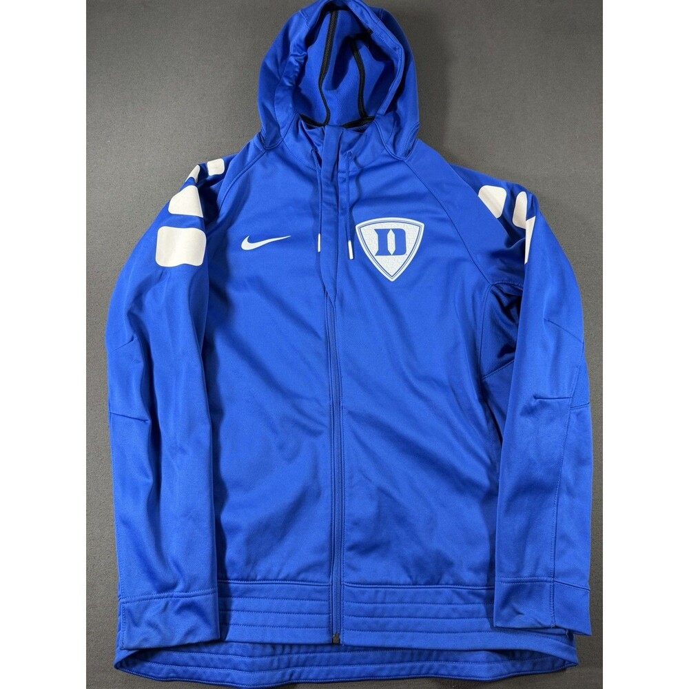Duke Blue Devils Jacket Mens L Blue Nike Elite Therma Fit Full Zip Basketball